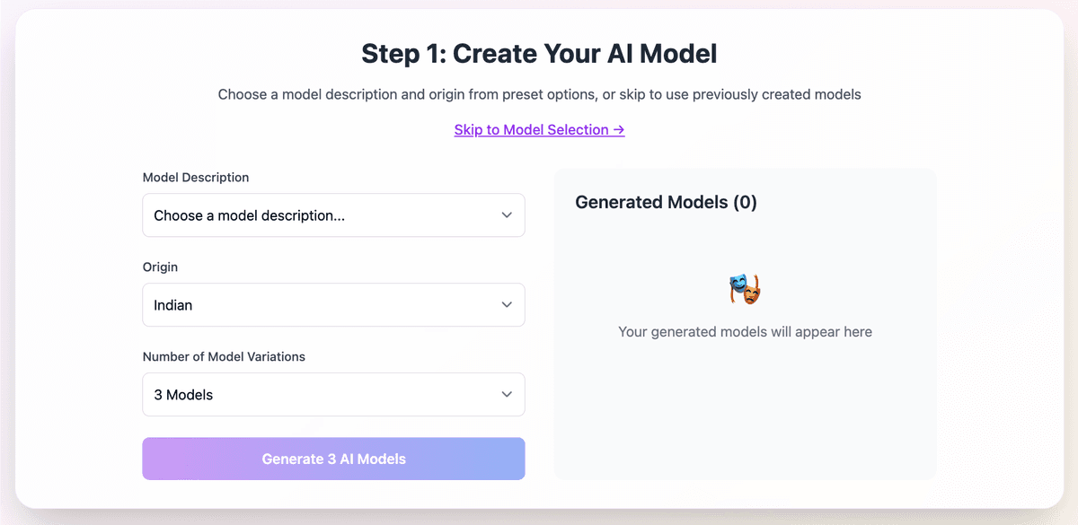Step 1: Create Your AI Model interface